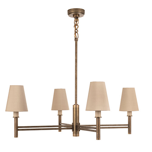 Elmwood 4 Arm Pendant Light in Antiqued Brass