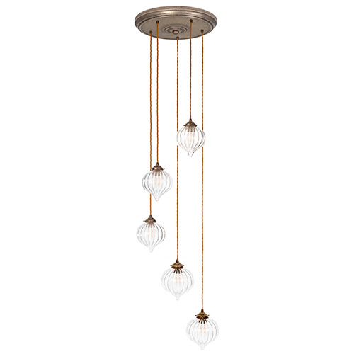 Mia Five Pendant Rose in Antiqued Brass 
