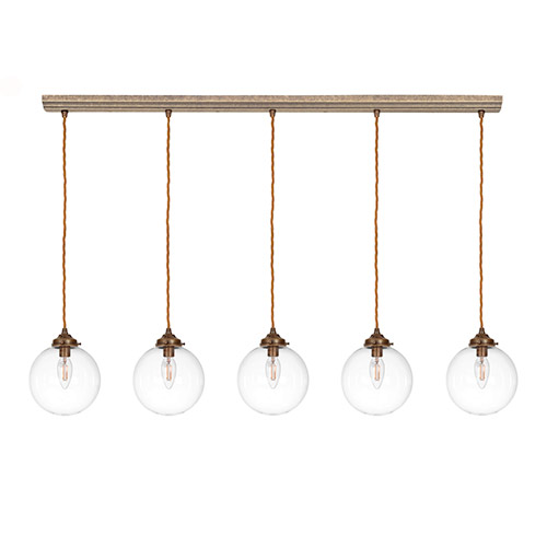 Compton Five Pendant Track in Antiqued Brass 
