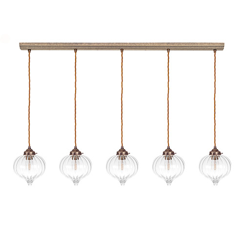 Mia Five Pendant Track in Antiqued Brass 
