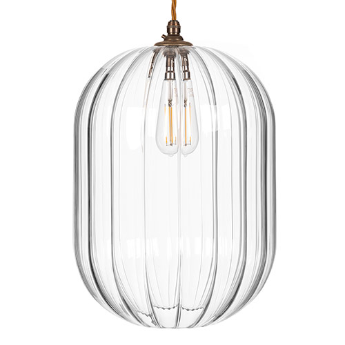 Limehouse Fluted Pendant Light in Antiqued Brass