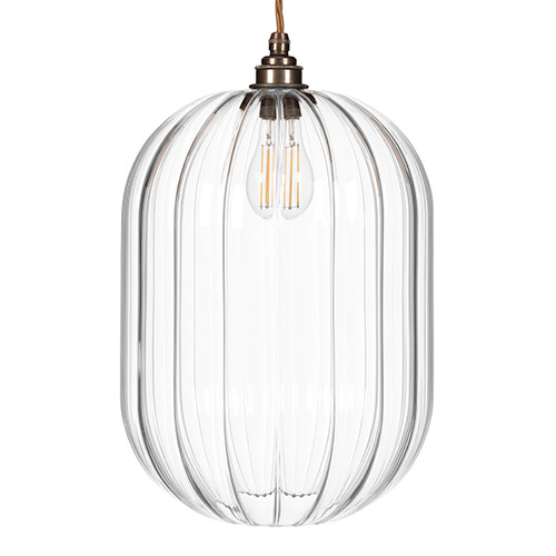 Limehouse Fluted Pendant Light (ES) Antiqued Brass