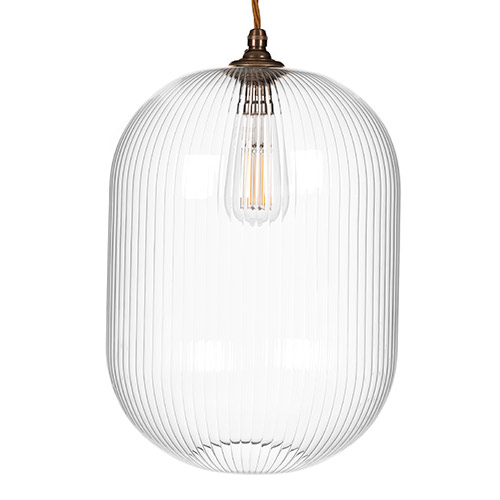 Limehouse Fine Fluted Pendant Light Antiqued Brass