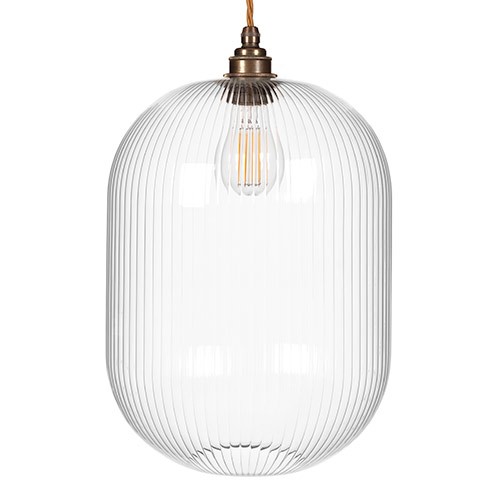 Limehouse Fine Fluted Pendant Light (ES) Antiqued Brass