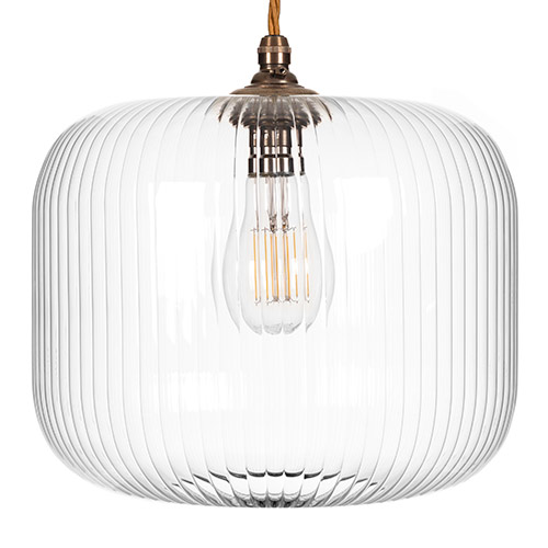 Addington Fine Fluted Pendant Light in Antiqued Brass