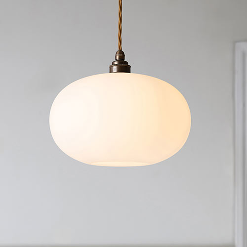 Camden Opal Pendant Light (ES) in Antiqued Brass
