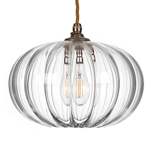 Camden Fluted Pendant Light in Antiqued Brass