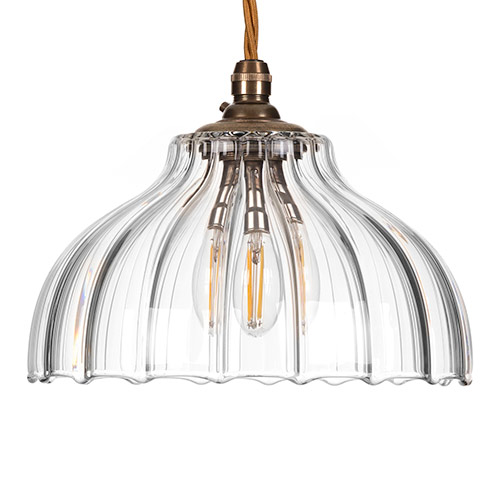 Octavia Fluted Pendant Light in Antiqued Brass