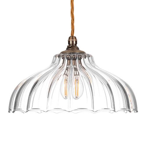 Langley Fluted Pendant Light in Antiqued Brass