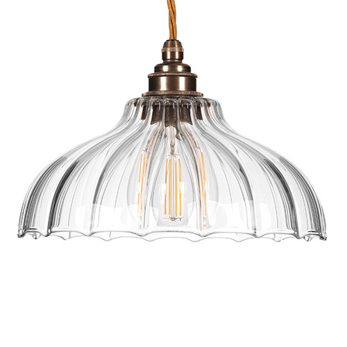 Langley Fluted Pendant Light (ES) Antiqued Brass