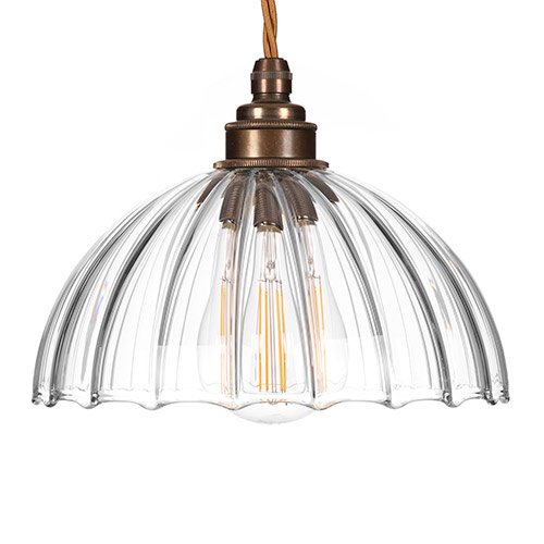 Emelia Fluted Pendant Light (ES) Antiqued Brass