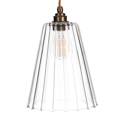Evesham Fluted Pendant Light (ES) Antiqued Brass