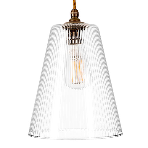Evesham Fine Fluted Pendant Light Antiqued Brass