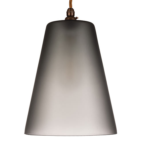 Evesham Smoked Pendant Light in Antiqued Brass