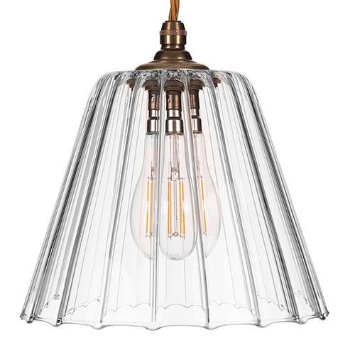 Ashley Fluted Pendant Light in Antiqued Brass