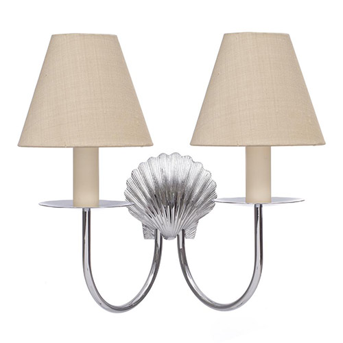 Double Shell Wall Light in Nickel Plate