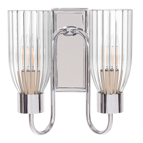 Double Morston Light in Nickel Plate, Fluted Glass
