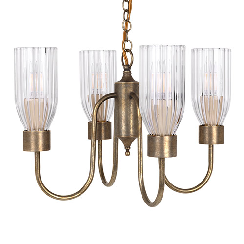 Morston Fluted Pendant in Antiqued Brass 