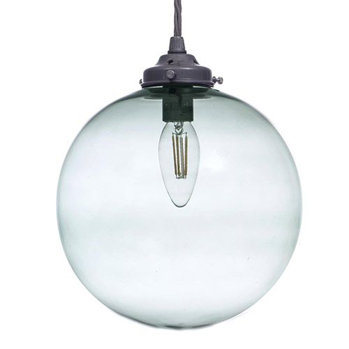 Holborn Greeny Blue Glass Pendant in Polished