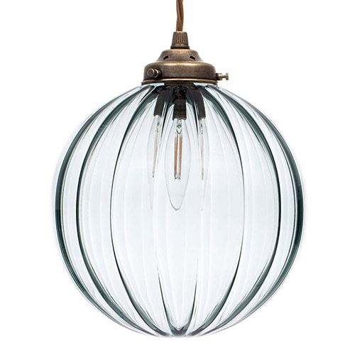 Fulbourn Greeny Blue Pendant in Antiqued Brass