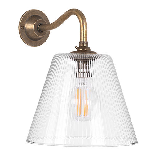 Ashley Fine Fluted Wall Light with Carrick Arm in Antiqued Brass
