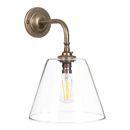 Ashley Wall Light with Brooke Arm in Antiqued Brass