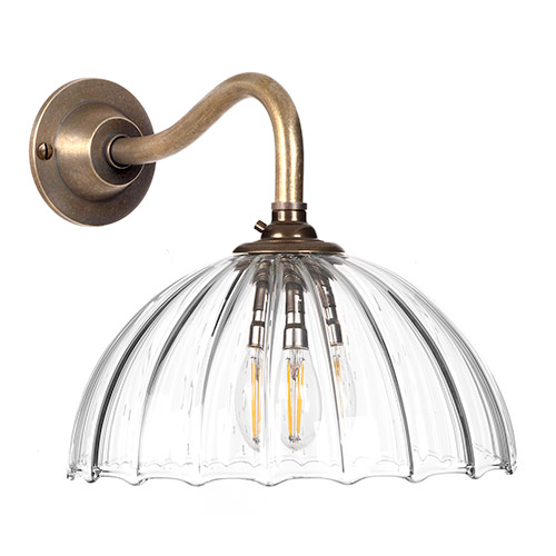 Emelia Fluted Wall Light with Carrick Arm in Antiqued Brass