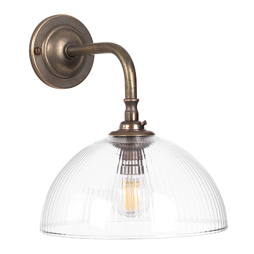 Emelia Fine Fluted Wall Light with Brooke Arm in Antiqued Brass