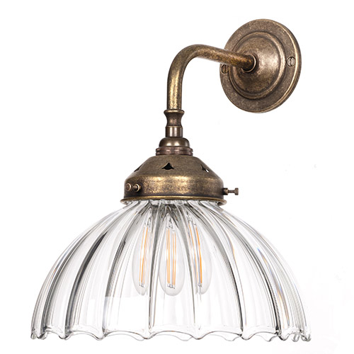 Shotley Fluted Wall Light in Antiqued Brass