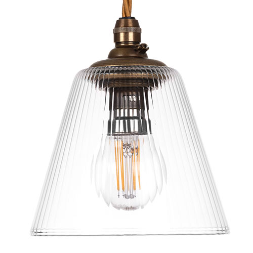 Newton Fine Fluted Pendant Light in Antiqued Brass 
