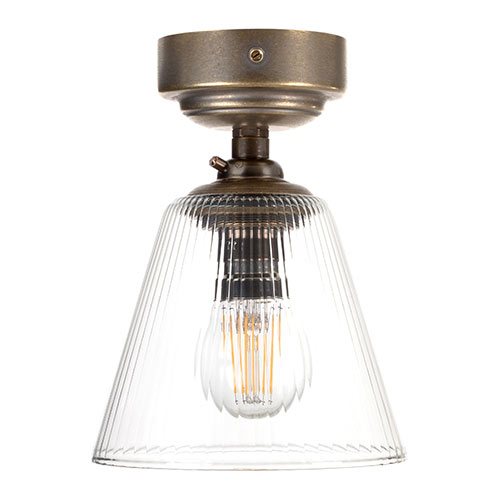 Newton Fine Fluted Flush Mount Ceiling Light in Antiqued Brass