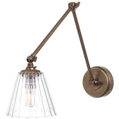 Newton Fluted Articulated Wall Light in Antiqued Brass