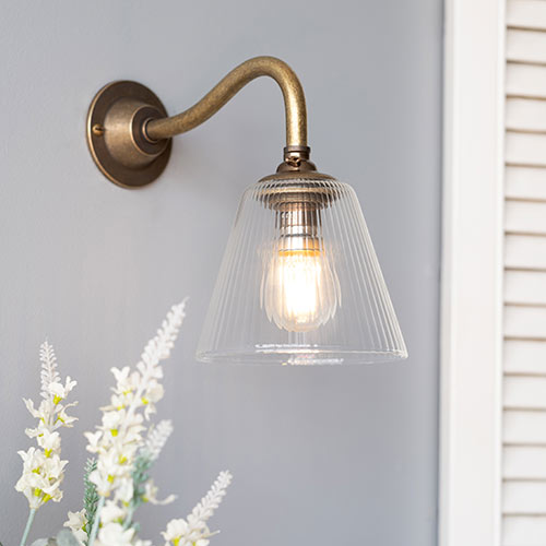Newton Fine Fluted Wall Light with Carrick arm