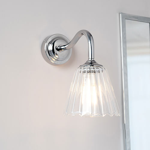 Newton Nickel Fluted Bathroom Wall Light