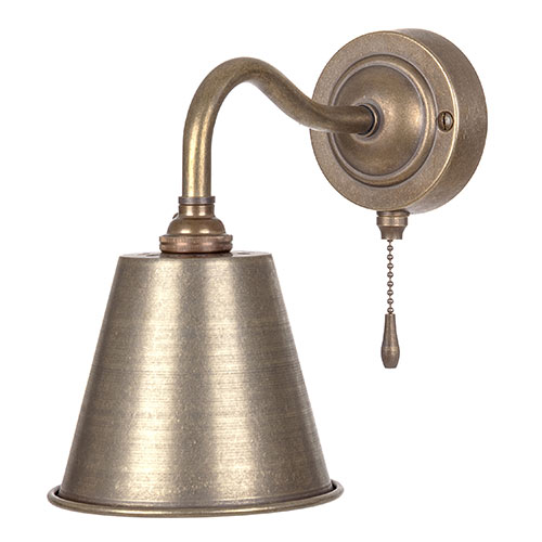 Club Pull Cord Wall Light in Antiqued Brass