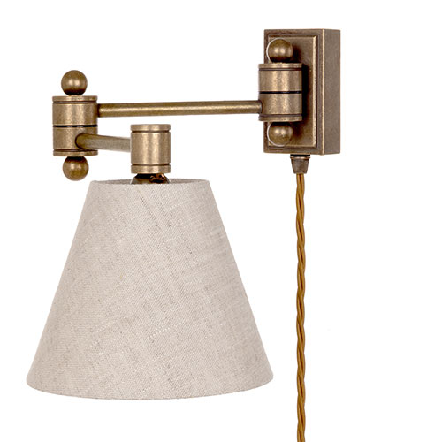 Clayton Plug-In Wall Light in Antiqued Brass