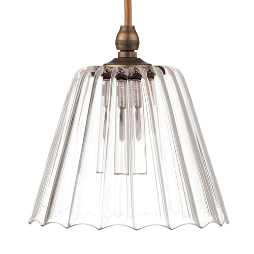Ashley Fluted Bathroom Pendant in Antiqued Brass