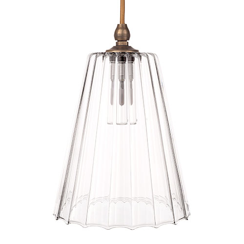 Evesham Fluted Bathroom Pendant in Antiqued Brass