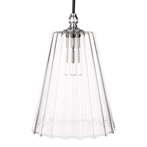 Evesham Fluted Bathroom Pendant In Nickel