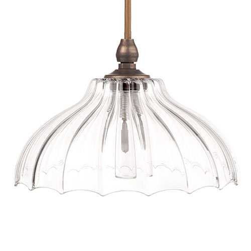 Langley Fluted Bathroom Pendant in Antiqued Brass