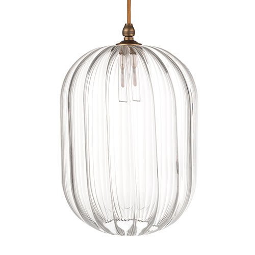 Limehouse Fluted Bathroom Pendant in Antiqued Brass