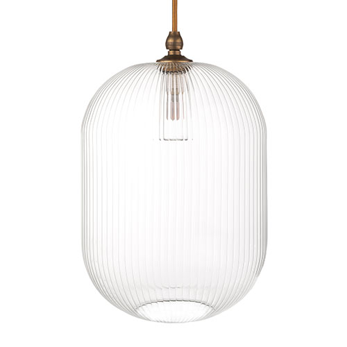 Limehouse Fine Fluted Bathroom Pendant in Antiqued Brass