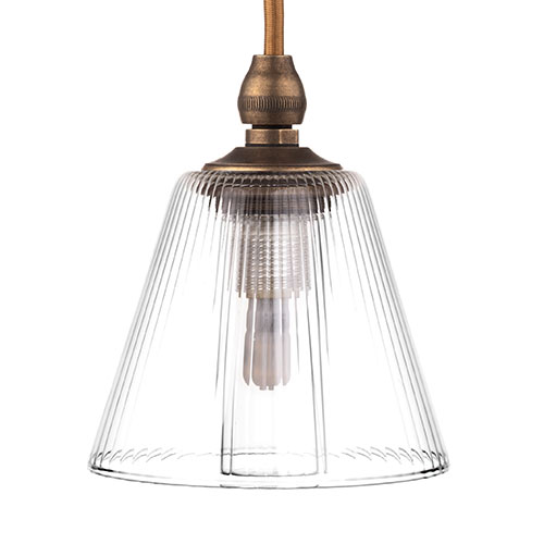 Newton Fine Fluted Bathroom Pendant in Antiqued Brass