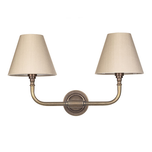 Double Brooke Wall Light in Antiqued Brass
