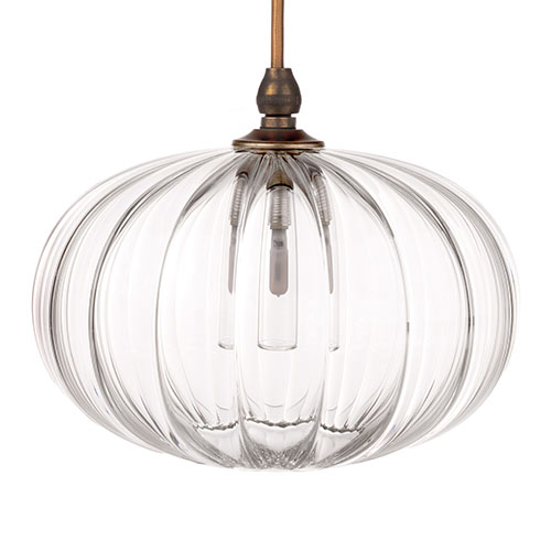 Camden Fluted bathroom Pendant in Antiqued Brass