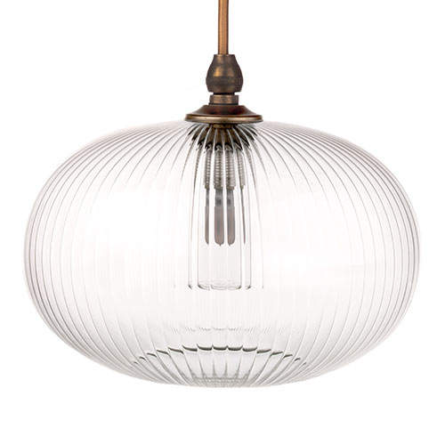 Camden Fine Fluted Bathroom Pendant in Antiqued Brass