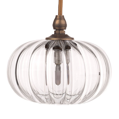 Hampstead Fluted Bathroom Pendant in Antiqued Brass