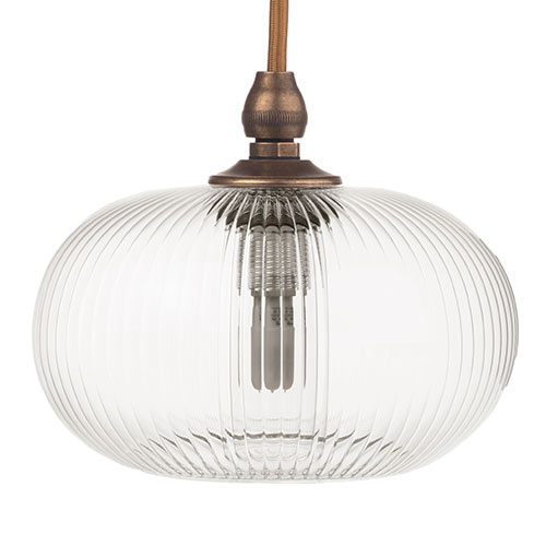 Hampstead Fine Fluted Bathroom Pendant in Antiqued Brass