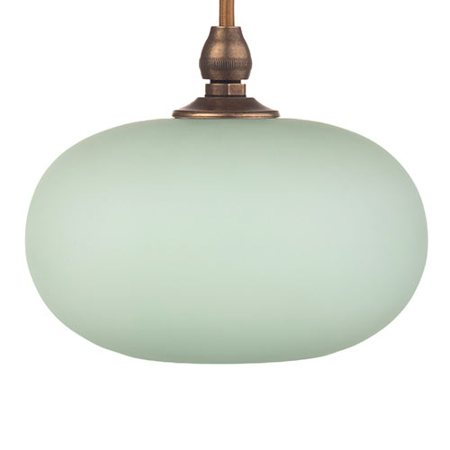 Hampstead Jade Green Bathroom Pendant Light in Antiqued Brass