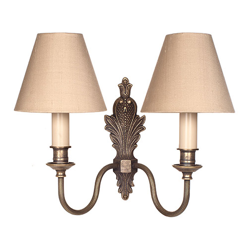 Double Rialto Wall Light in Antiqued Brass